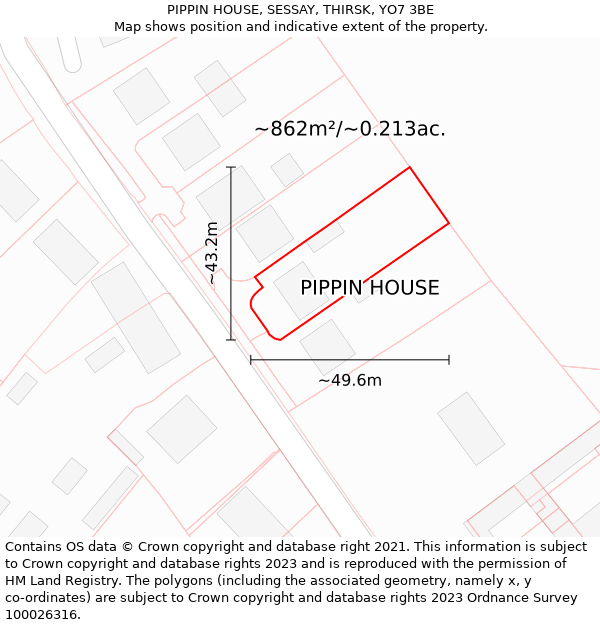 PIPPIN HOUSE, SESSAY, THIRSK, YO7 3BE: Plot and title map