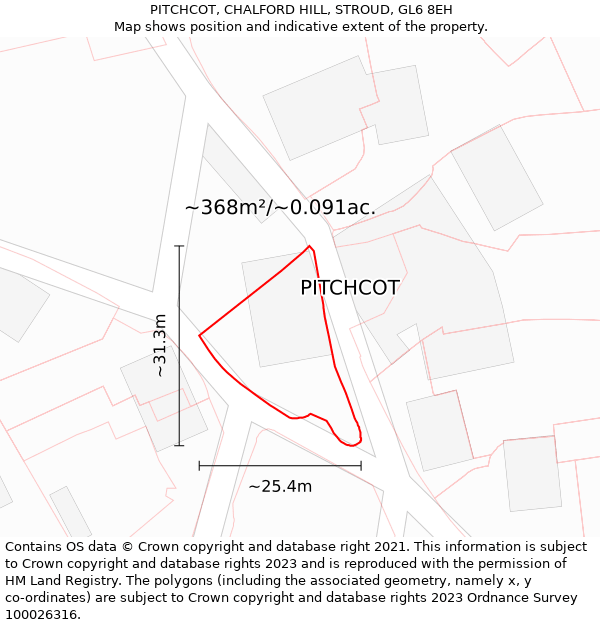 PITCHCOT, CHALFORD HILL, STROUD, GL6 8EH: Plot and title map