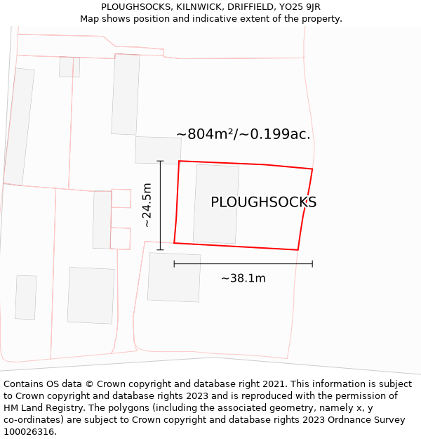 PLOUGHSOCKS, KILNWICK, DRIFFIELD, YO25 9JR: Plot and title map