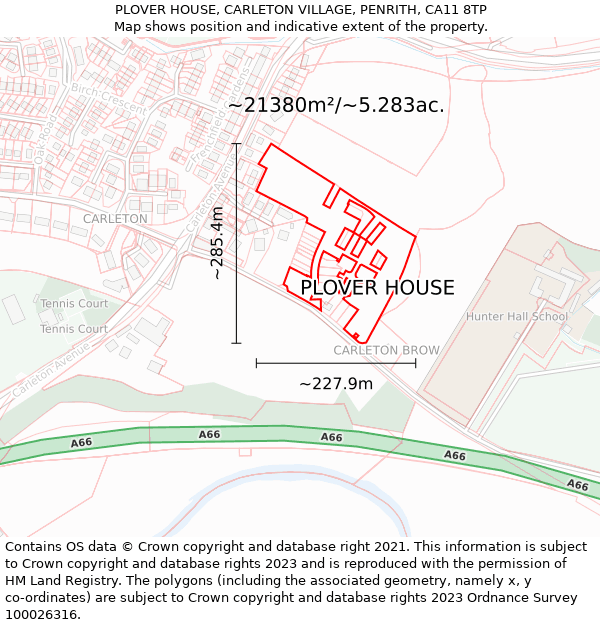 PLOVER HOUSE, CARLETON VILLAGE, PENRITH, CA11 8TP: Plot and title map