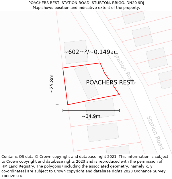 POACHERS REST, STATION ROAD, STURTON, BRIGG, DN20 9DJ: Plot and title map