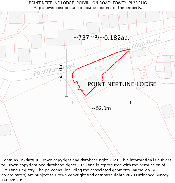 POINT NEPTUNE LODGE, POLVILLION ROAD, FOWEY, PL23 1HG: Plot and title map