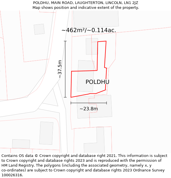 POLDHU, MAIN ROAD, LAUGHTERTON, LINCOLN, LN1 2JZ: Plot and title map