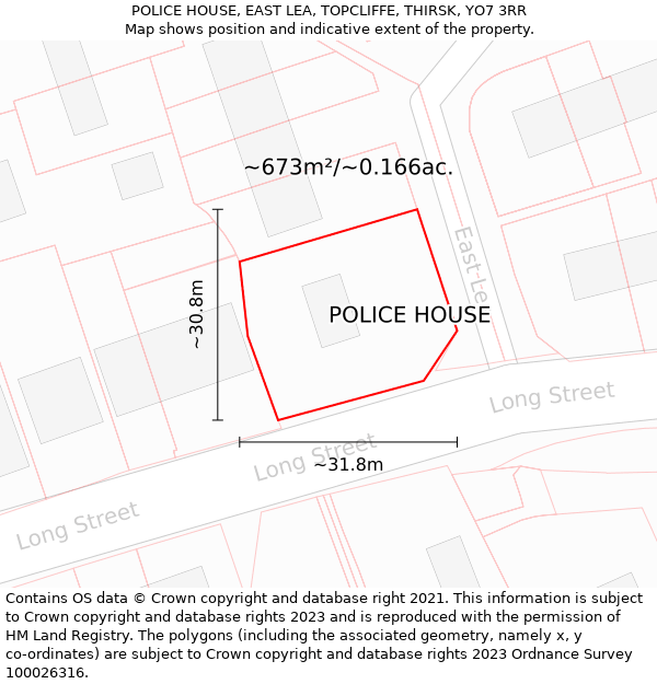 POLICE HOUSE, EAST LEA, TOPCLIFFE, THIRSK, YO7 3RR: Plot and title map