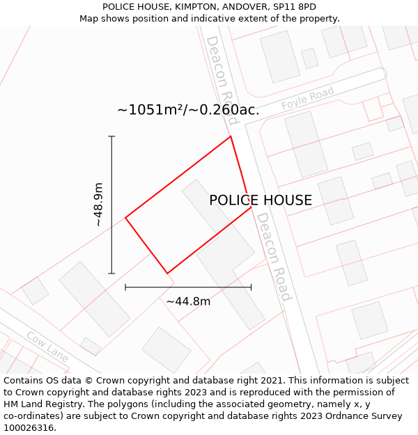 POLICE HOUSE, KIMPTON, ANDOVER, SP11 8PD: Plot and title map