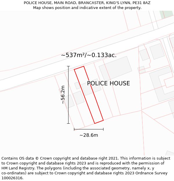POLICE HOUSE, MAIN ROAD, BRANCASTER, KING'S LYNN, PE31 8AZ: Plot and title map