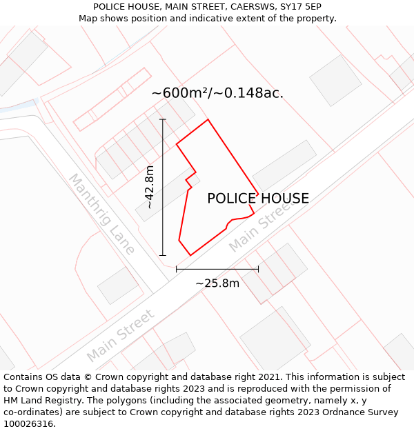 POLICE HOUSE, MAIN STREET, CAERSWS, SY17 5EP: Plot and title map