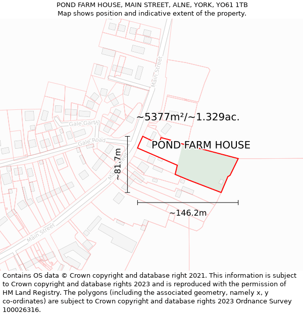 POND FARM HOUSE, MAIN STREET, ALNE, YORK, YO61 1TB: Plot and title map