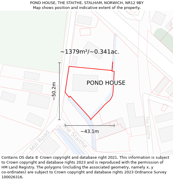 POND HOUSE, THE STAITHE, STALHAM, NORWICH, NR12 9BY: Plot and title map
