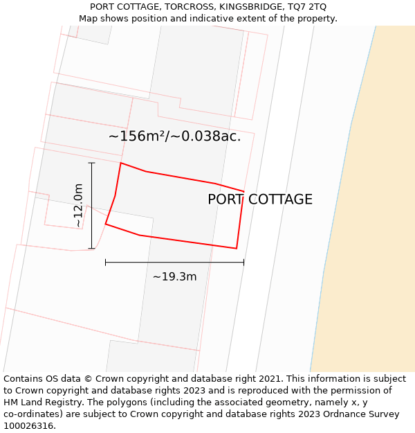 PORT COTTAGE, TORCROSS, KINGSBRIDGE, TQ7 2TQ: Plot and title map