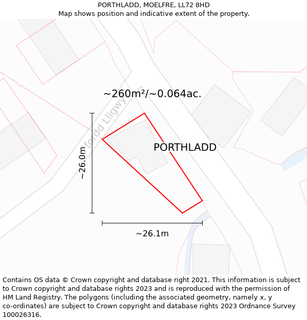 PORTHLADD, MOELFRE, LL72 8HD: Plot and title map