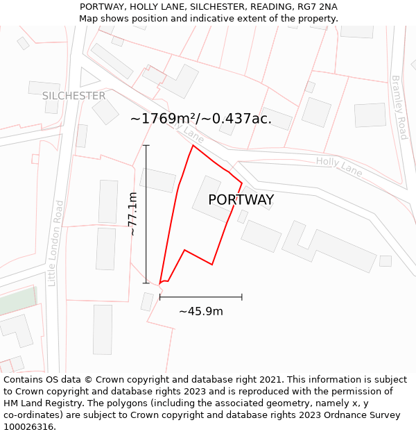 PORTWAY, HOLLY LANE, SILCHESTER, READING, RG7 2NA: Plot and title map