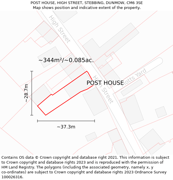 POST HOUSE, HIGH STREET, STEBBING, DUNMOW, CM6 3SE: Plot and title map