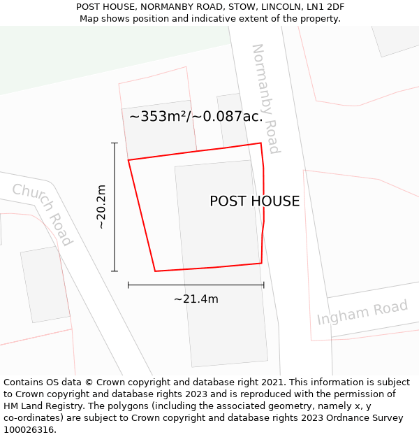 POST HOUSE, NORMANBY ROAD, STOW, LINCOLN, LN1 2DF: Plot and title map