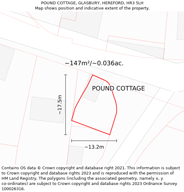POUND COTTAGE, GLASBURY, HEREFORD, HR3 5LH: Plot and title map