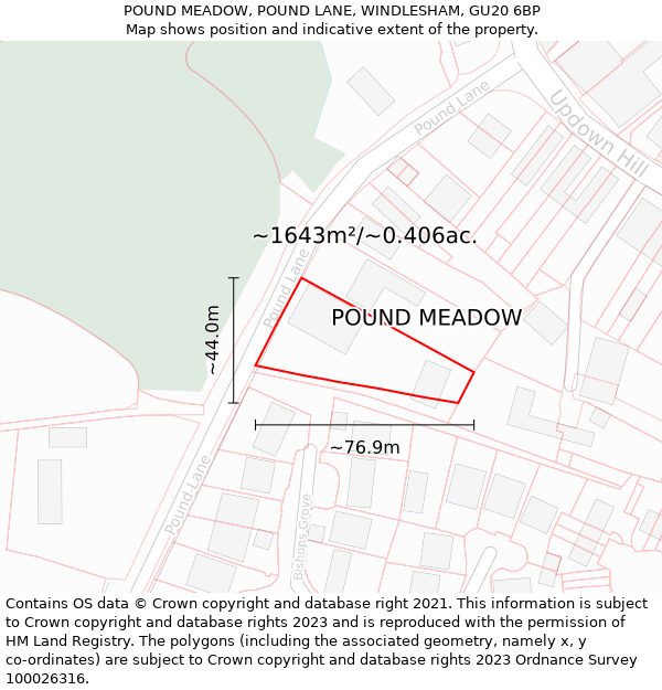 POUND MEADOW, POUND LANE, WINDLESHAM, GU20 6BP: Plot and title map