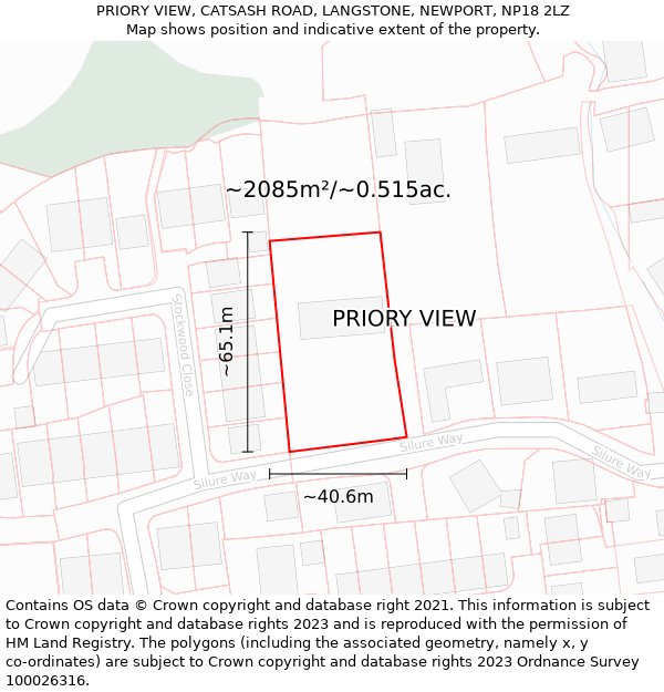 PRIORY VIEW, CATSASH ROAD, LANGSTONE, NEWPORT, NP18 2LZ: Plot and title map