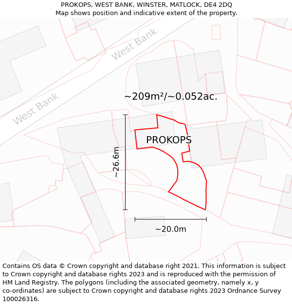 PROKOPS, WEST BANK, WINSTER, MATLOCK, DE4 2DQ: Plot and title map