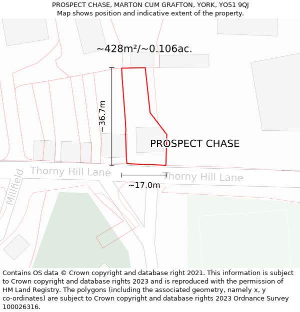 PROSPECT CHASE, MARTON CUM GRAFTON, YORK, YO51 9QJ: Plot and title map