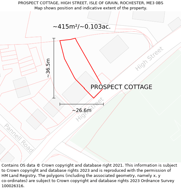 PROSPECT COTTAGE, HIGH STREET, ISLE OF GRAIN, ROCHESTER, ME3 0BS: Plot and title map