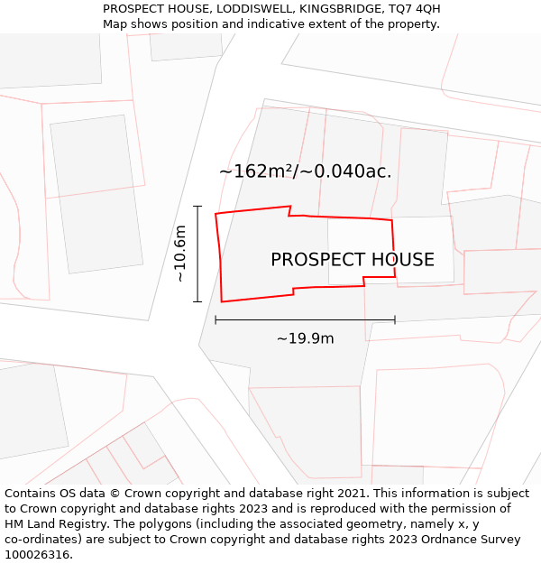 PROSPECT HOUSE, LODDISWELL, KINGSBRIDGE, TQ7 4QH: Plot and title map