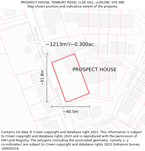 PROSPECT HOUSE, TENBURY ROAD, CLEE HILL, LUDLOW, SY8 3NE: Plot and title map