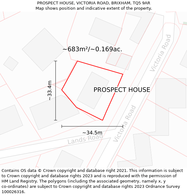 PROSPECT HOUSE, VICTORIA ROAD, BRIXHAM, TQ5 9AR: Plot and title map