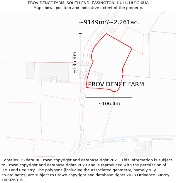 PROVIDENCE FARM, SOUTH END, EASINGTON, HULL, HU12 0UA: Plot and title map