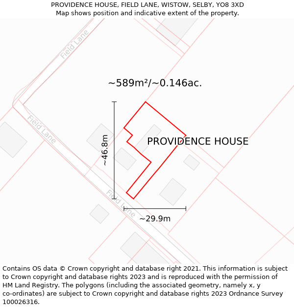 PROVIDENCE HOUSE, FIELD LANE, WISTOW, SELBY, YO8 3XD: Plot and title map