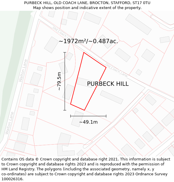 PURBECK HILL, OLD COACH LANE, BROCTON, STAFFORD, ST17 0TU: Plot and title map