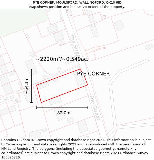 PYE CORNER, MOULSFORD, WALLINGFORD, OX10 9JD: Plot and title map