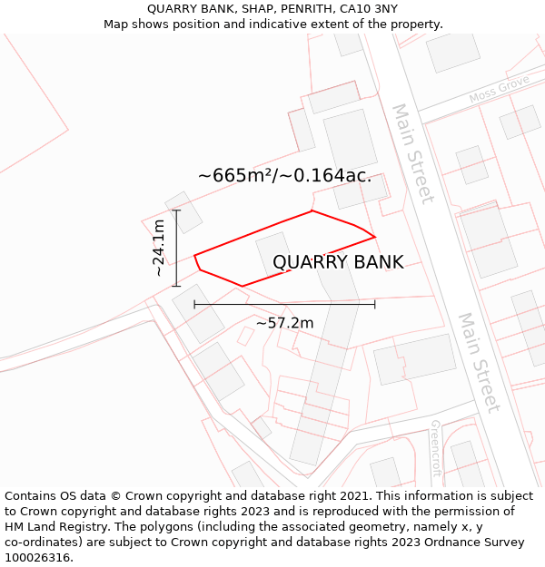 QUARRY BANK, SHAP, PENRITH, CA10 3NY: Plot and title map