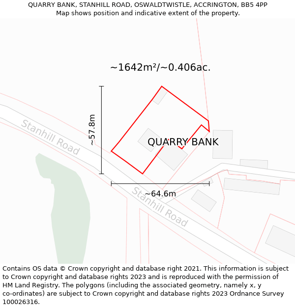 QUARRY BANK, STANHILL ROAD, OSWALDTWISTLE, ACCRINGTON, BB5 4PP: Plot and title map