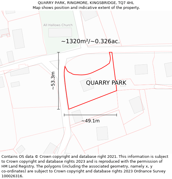 QUARRY PARK, RINGMORE, KINGSBRIDGE, TQ7 4HL: Plot and title map