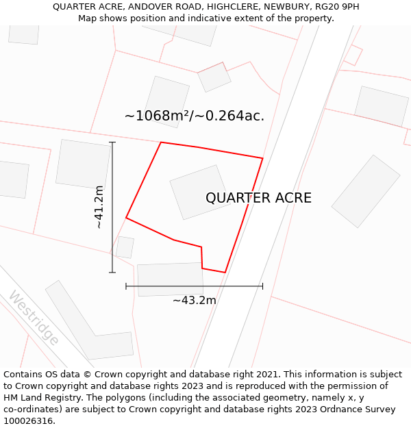 QUARTER ACRE, ANDOVER ROAD, HIGHCLERE, NEWBURY, RG20 9PH: Plot and title map