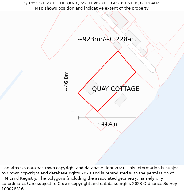 QUAY COTTAGE, THE QUAY, ASHLEWORTH, GLOUCESTER, GL19 4HZ: Plot and title map