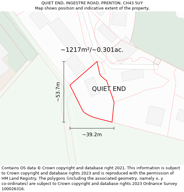 QUIET END, INGESTRE ROAD, PRENTON, CH43 5UY: Plot and title map