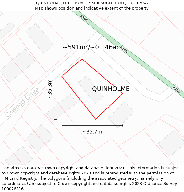 QUINHOLME, HULL ROAD, SKIRLAUGH, HULL, HU11 5AA: Plot and title map