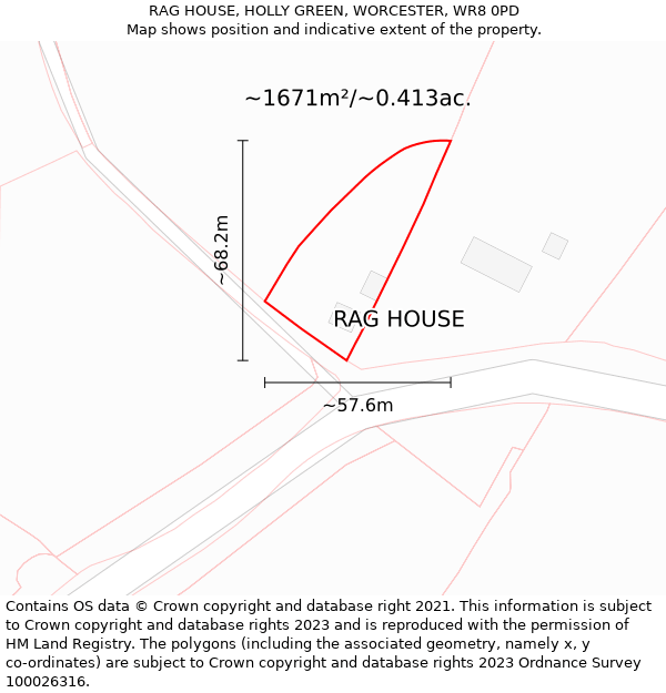 RAG HOUSE, HOLLY GREEN, WORCESTER, WR8 0PD: Plot and title map