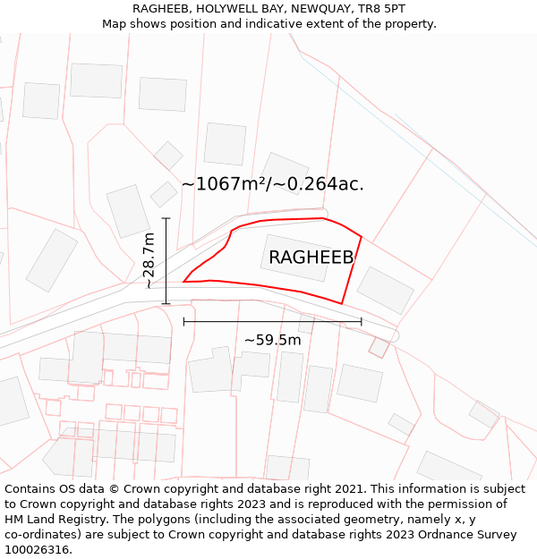 RAGHEEB, HOLYWELL BAY, NEWQUAY, TR8 5PT: Plot and title map