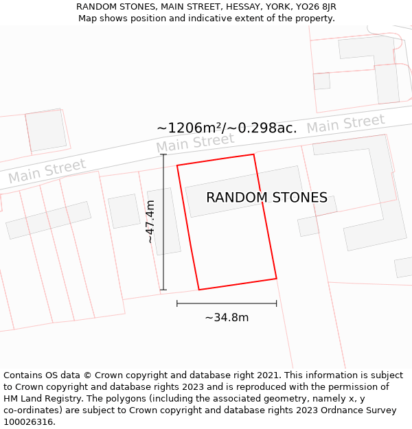 RANDOM STONES, MAIN STREET, HESSAY, YORK, YO26 8JR: Plot and title map