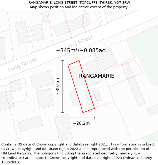 RANGAMARIE, LONG STREET, TOPCLIFFE, THIRSK, YO7 3RW: Plot and title map