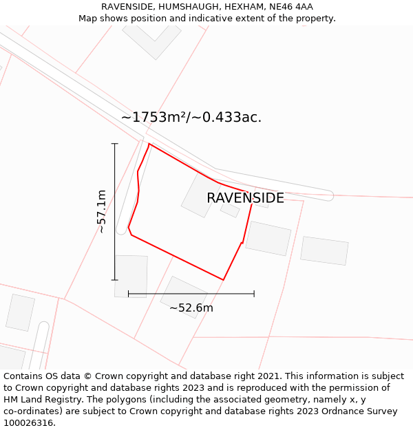 RAVENSIDE, HUMSHAUGH, HEXHAM, NE46 4AA: Plot and title map