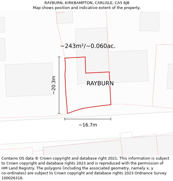 RAYBURN, KIRKBAMPTON, CARLISLE, CA5 6JB: Plot and title map