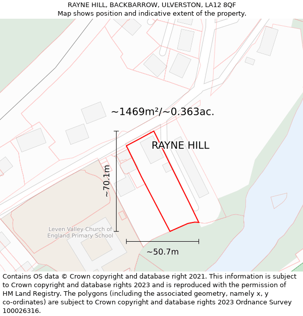 RAYNE HILL, BACKBARROW, ULVERSTON, LA12 8QF: Plot and title map