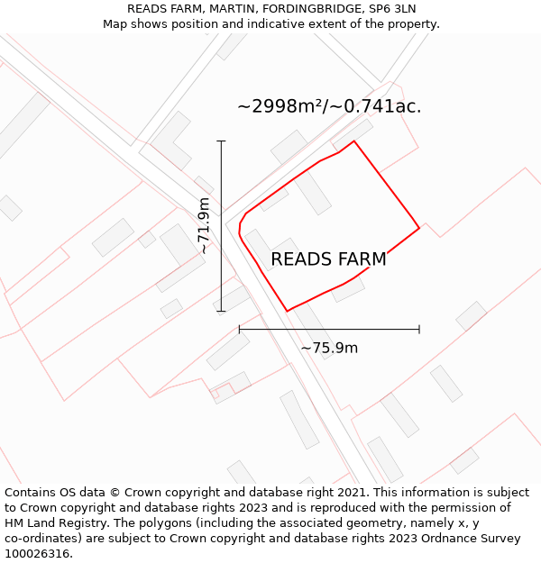 READS FARM, MARTIN, FORDINGBRIDGE, SP6 3LN: Plot and title map