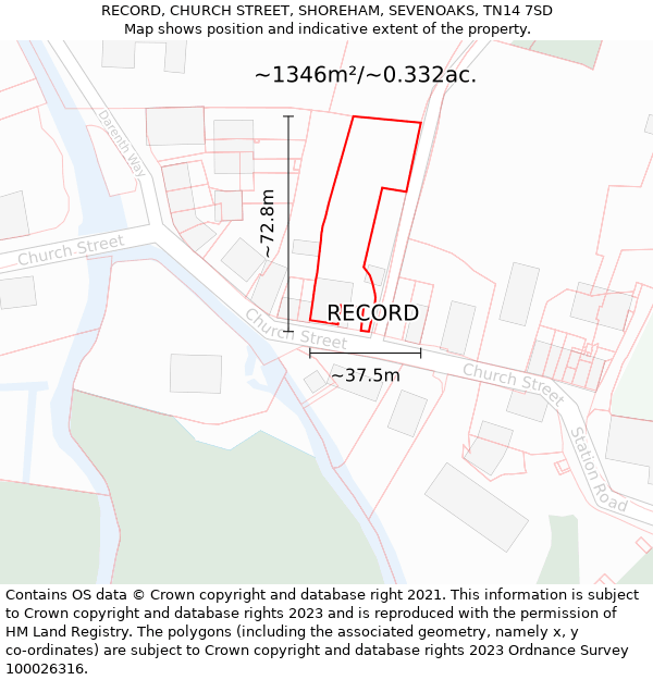 RECORD, CHURCH STREET, SHOREHAM, SEVENOAKS, TN14 7SD: Plot and title map