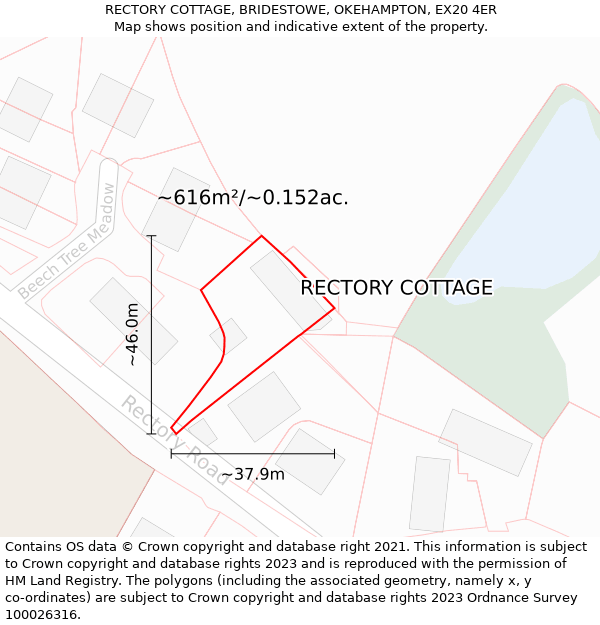 RECTORY COTTAGE, BRIDESTOWE, OKEHAMPTON, EX20 4ER: Plot and title map