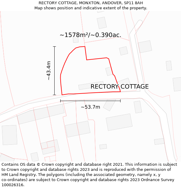 RECTORY COTTAGE, MONXTON, ANDOVER, SP11 8AH: Plot and title map