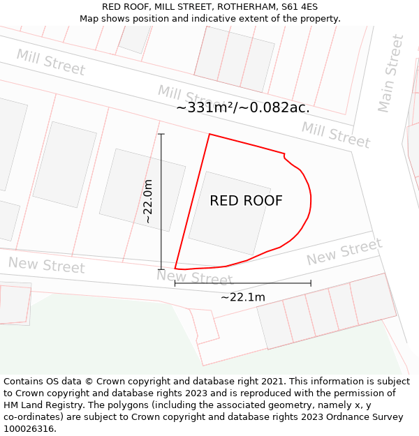 RED ROOF, MILL STREET, ROTHERHAM, S61 4ES: Plot and title map